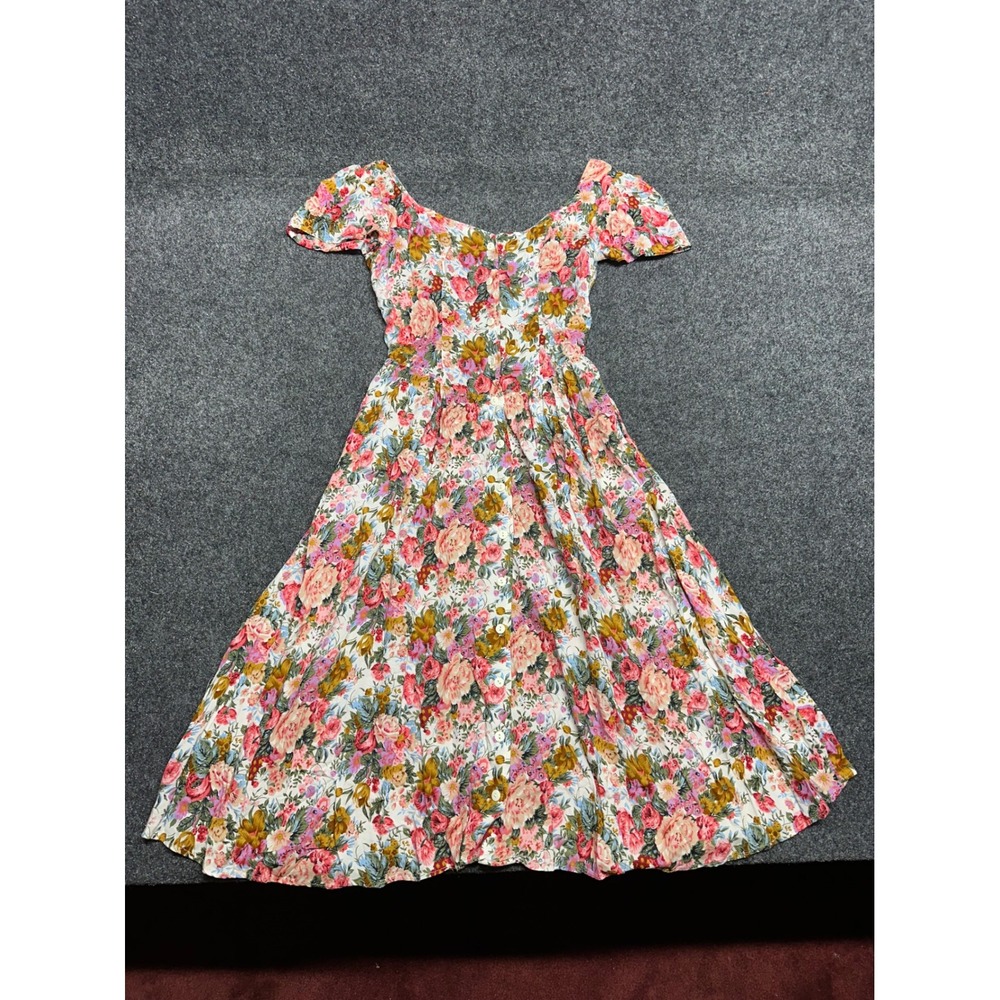 Vintage midi dress peasant cowgirl western floral romantic feminine 90s cottage
